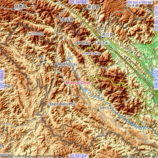 Topographic map of Mường Chiên