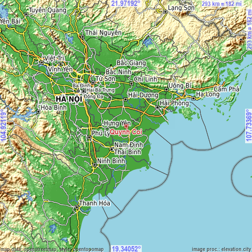 Topographic map of Quỳnh Côi