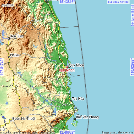 Topographic map of Qui Nhon