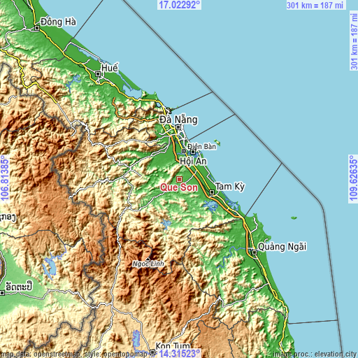 Topographic map of Quế Sơn
