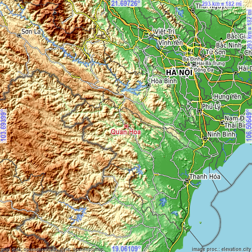 Topographic map of Quan Hóa