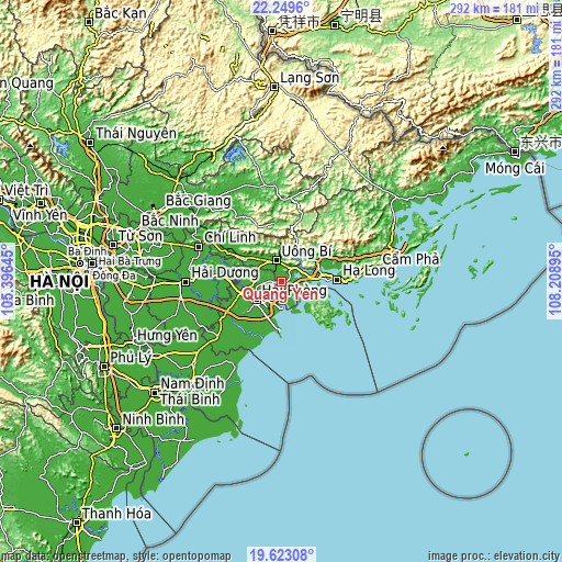 Topographic map of Quảng Yên