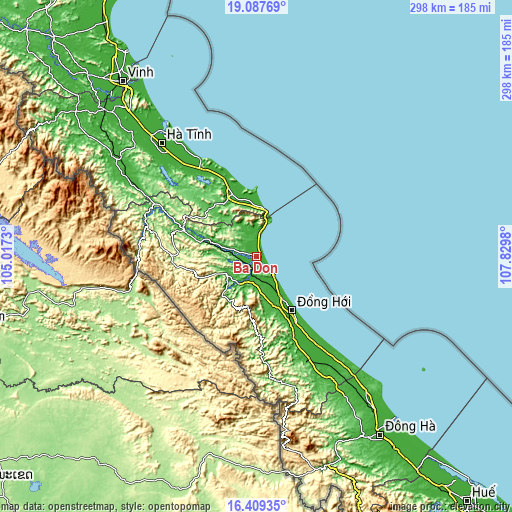 Topographic map of Ba Đồn