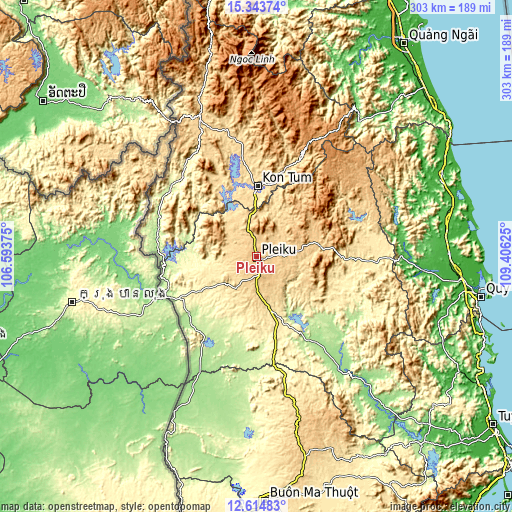 Topographic map of Pleiku