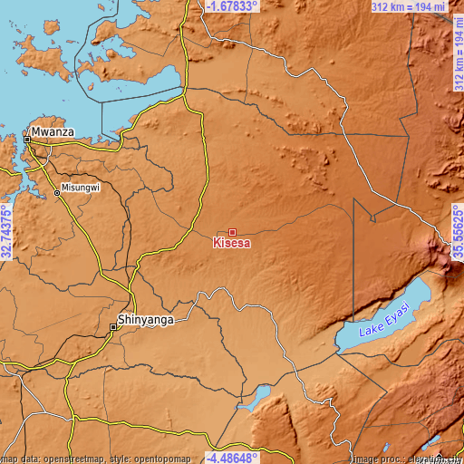 Topographic map of Kisesa