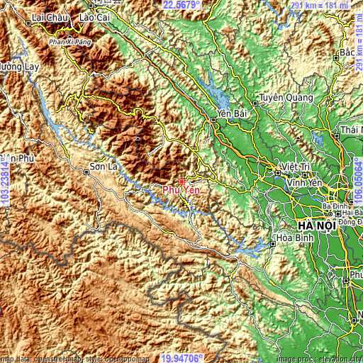 Topographic map of Phù Yên