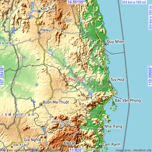 Topographic map of Phú Túc