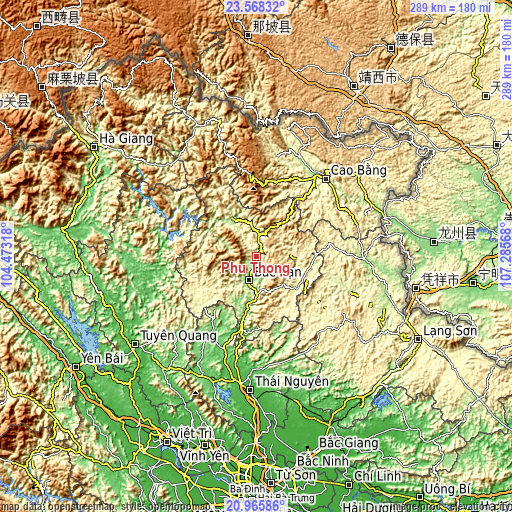 Topographic map of Phủ Thông