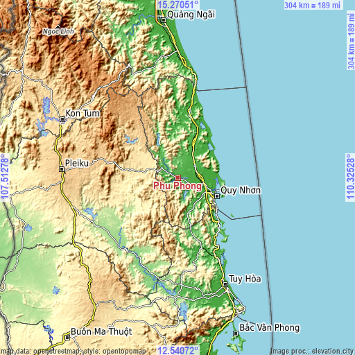 Topographic map of Phú Phong