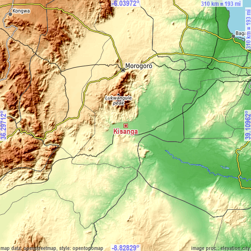 Topographic map of Kisanga