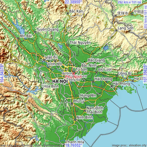 Topographic map of Phù Ninh