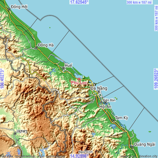 Topographic map of Phú Lộc