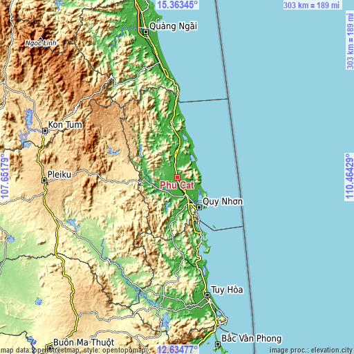 Topographic map of Phù Cát