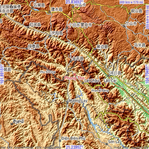 Topographic map of Phong Thổ