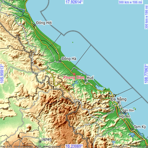 Topographic map of Phong Điền