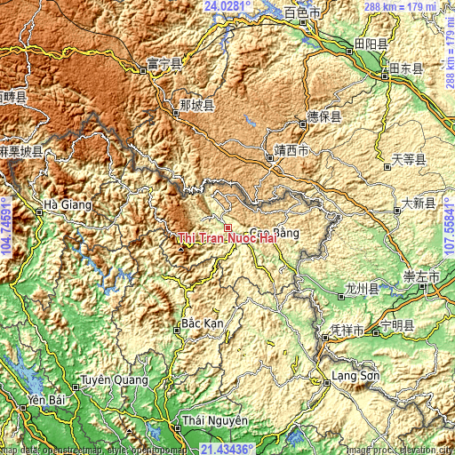 Topographic map of Thị Trấn Nước Hai