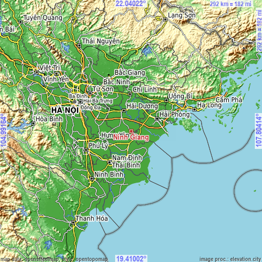 Topographic map of Ninh Giang