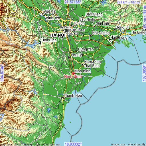 Topographic map of Ninh Bình