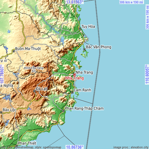 Topographic map of Nha Trang