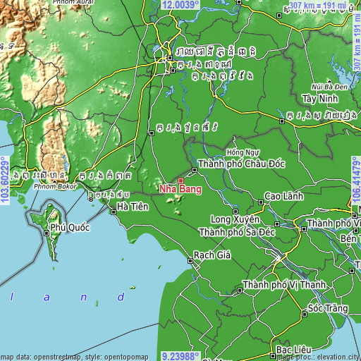 Topographic map of Nhà Bàng