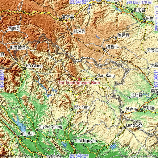 Topographic map of Thị Trấn Nguyên Bình