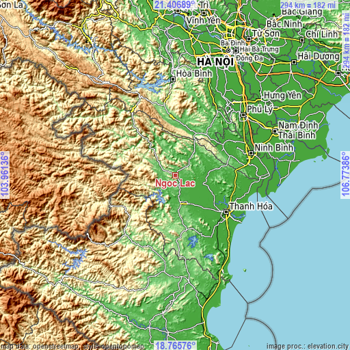 Topographic map of Ngọc Lặc