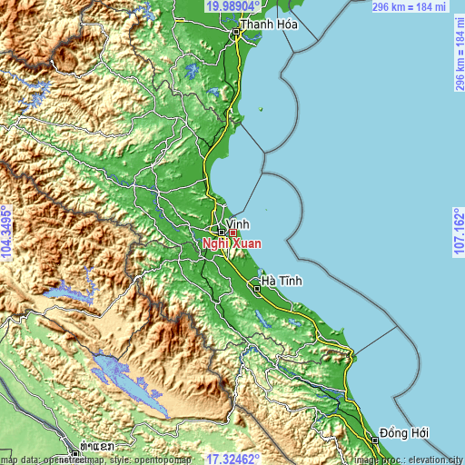 Topographic map of Nghi Xuân