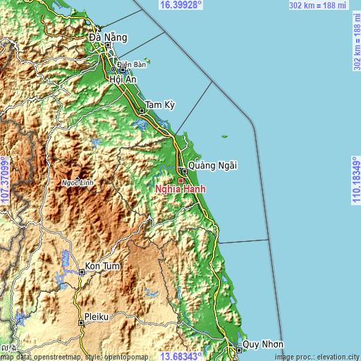 Topographic map of Nghĩa Hành