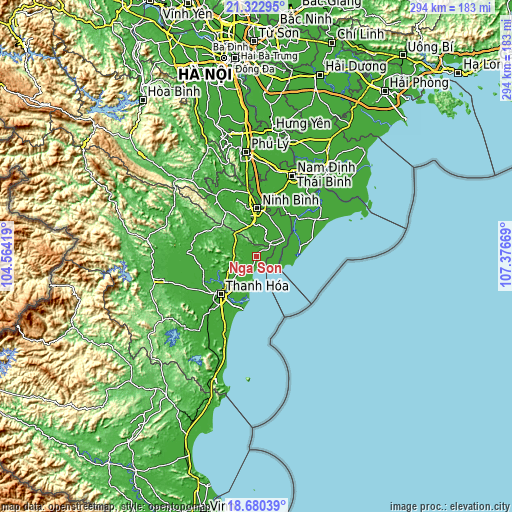 Topographic map of Nga Sơn