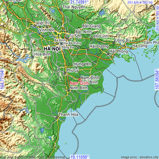 Topographic map of Nam Định