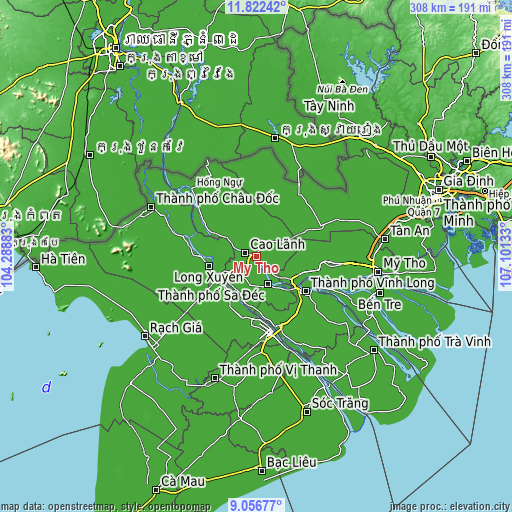 Topographic map of Mỹ Thọ