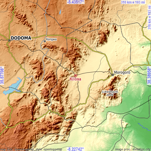 Topographic map of Kilosa