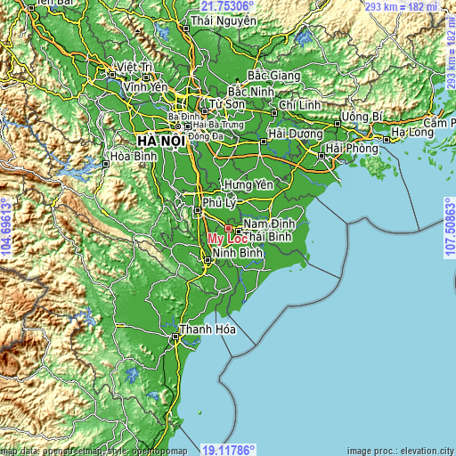 Topographic map of Mỹ Lộc