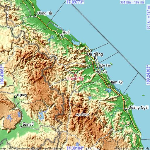 Topographic map of Thạnh Mỹ