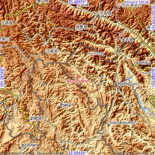 Topographic map of Mường Nhé