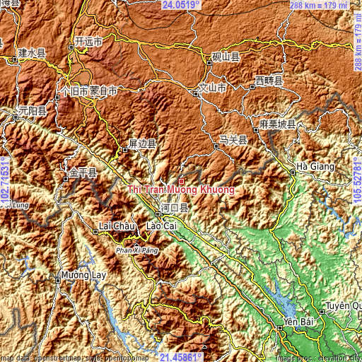 Topographic map of Thị Trấn Mường Khương