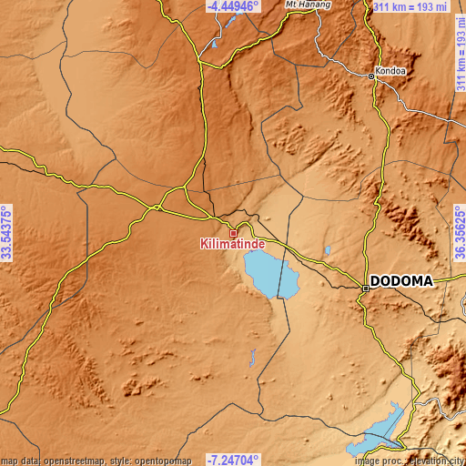 Topographic map of Kilimatinde