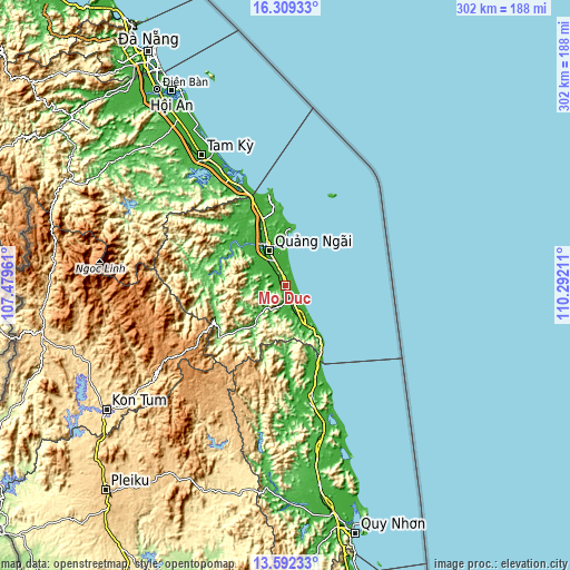 Topographic map of Mộ Đức