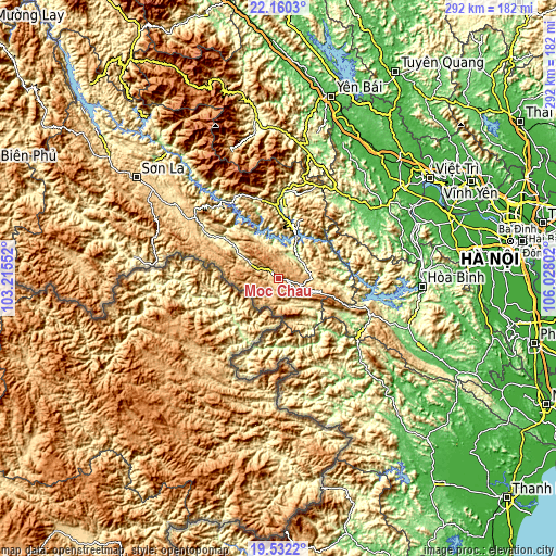 Topographic map of Mộc Châu