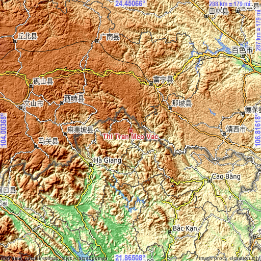 Topographic map of Thị Trấn Mèo Vạc