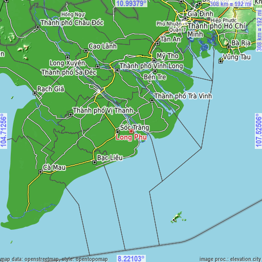Topographic map of Long Phú