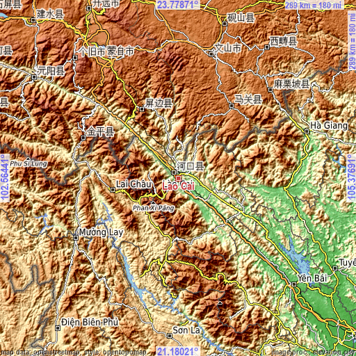Topographic map of Lào Cai