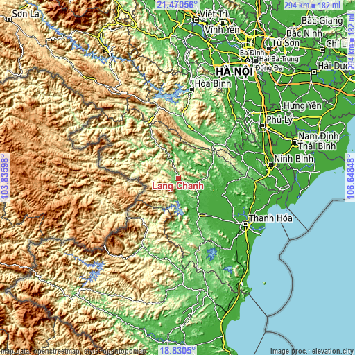 Topographic map of Lang Chánh