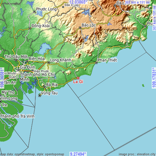 Topographic map of La Gi