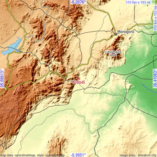 Topographic map of Kidodi