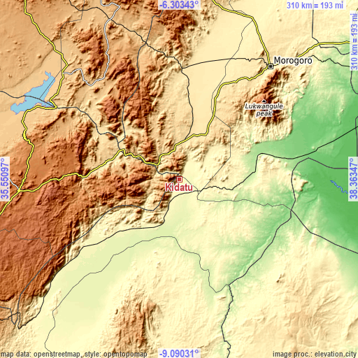 Topographic map of Kidatu