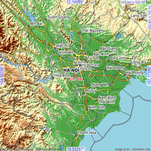 Topographic map of Kim Bài