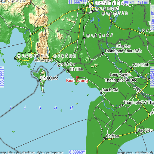 Topographic map of Kiên Lương