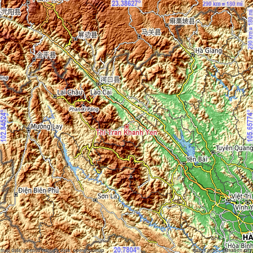 Topographic map of Thị Trấn Khánh Yên