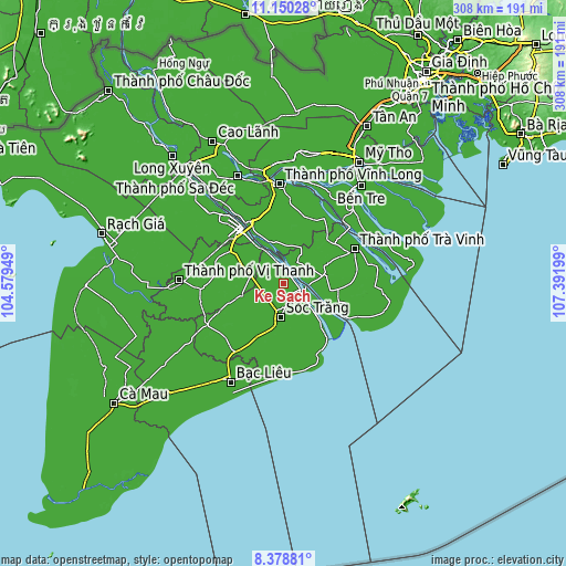 Topographic map of Kế Sách